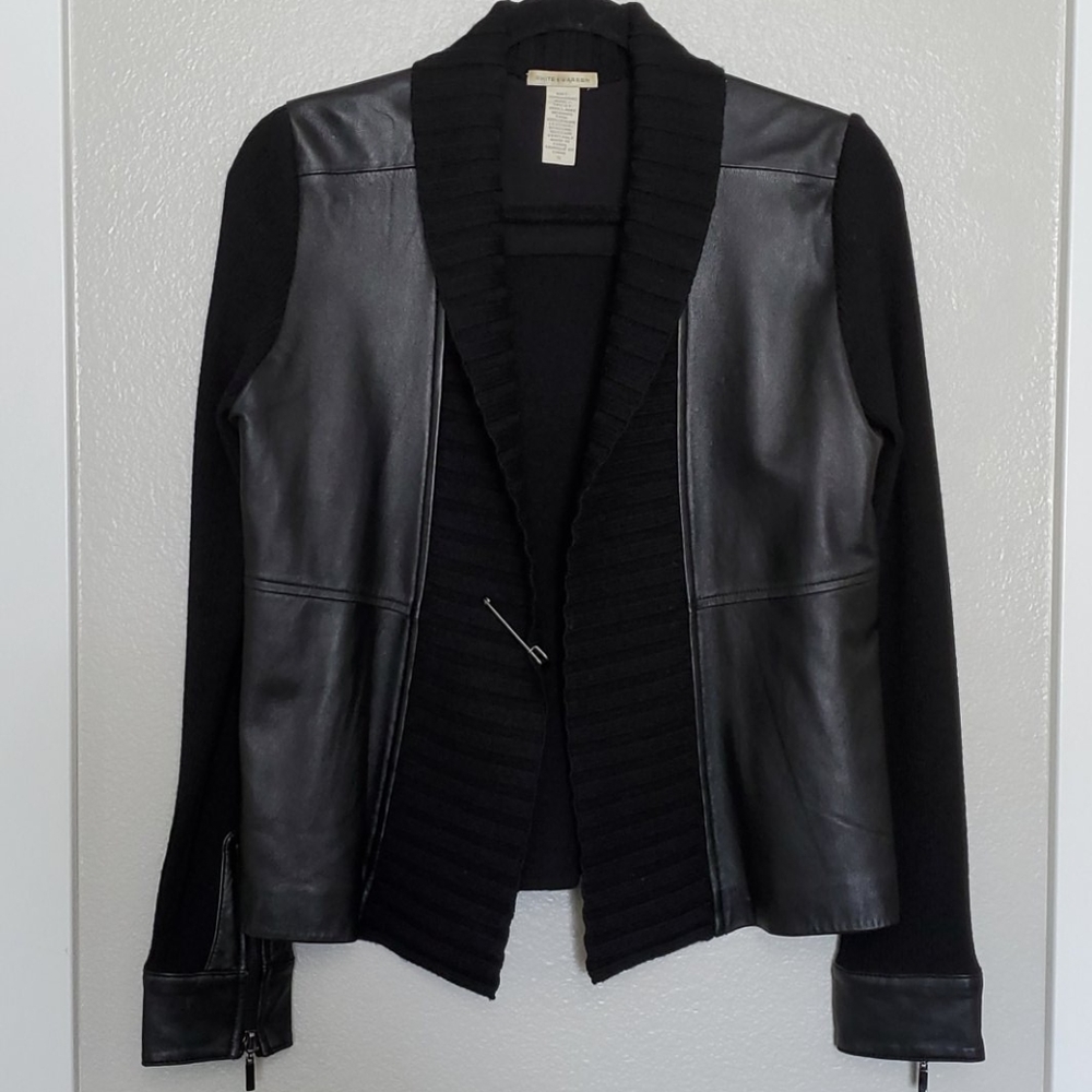 White and warren leather and wool jacket